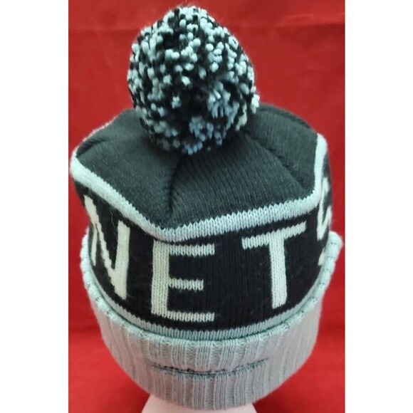 Brooklyn Nets Mitchell & Ness NBA Basketball Team Logo Pom Pom Knit Hat Beanie - Picture 3 of 6